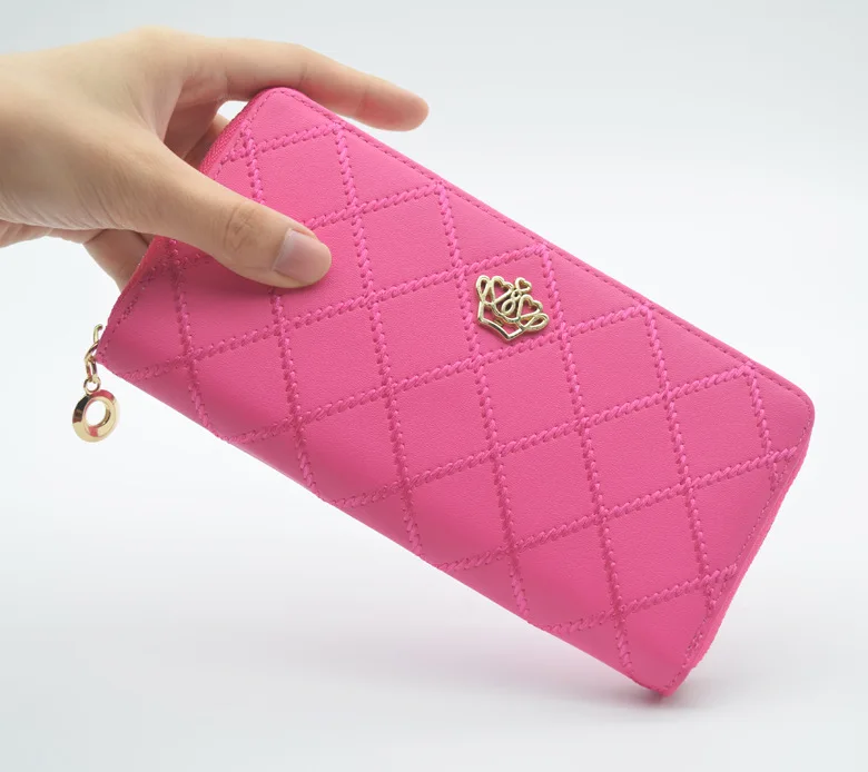 Длинные Для женщин кошелек клатч Мода 2017 г. короны украшение плед Женские