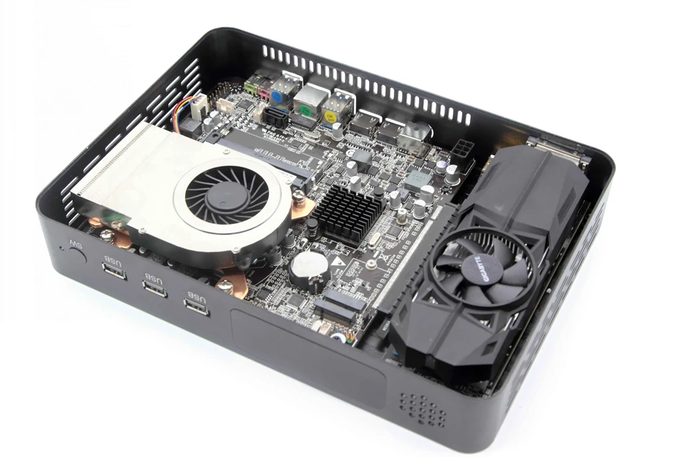GTX1050 4G специальный вентилятор мини-ПК с четырехъядерным процессором 8 Мб кэш-памяти до 4,2 ГГц Intel i7 7700 i5 7500 мини-компьютер 1* DVI 2* HDMI 1* DP