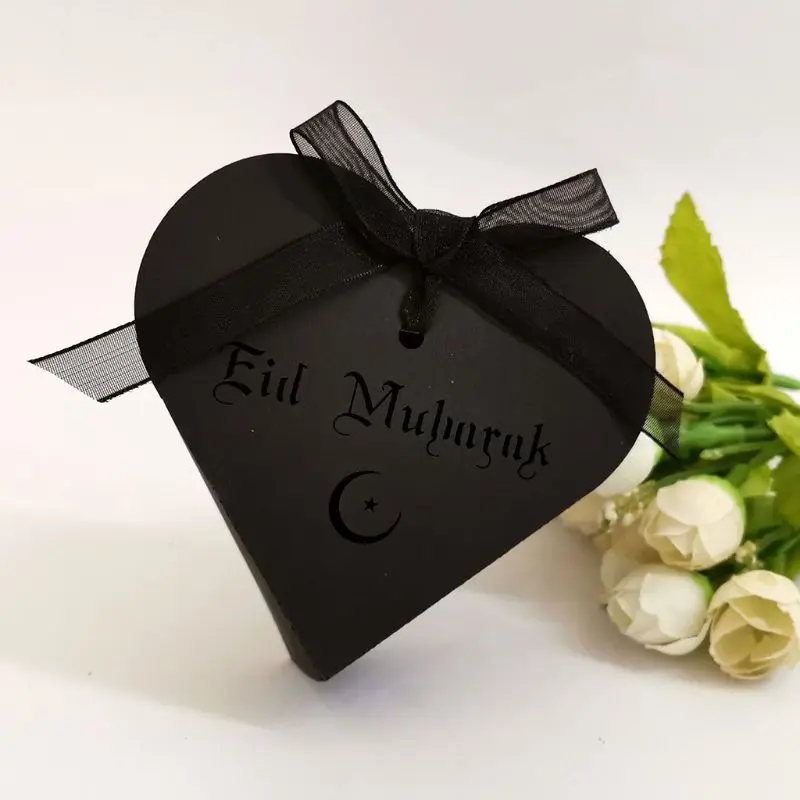 25 шт. коробка конфет для шоколада с сердечком лентой Happy Eid Mubarak Ramadan вечерние