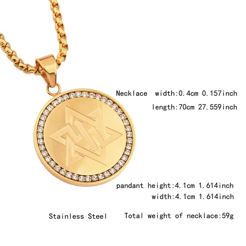 Goofan шесть звезда Давида Круглый Rhinestone Подвеска Цепочки и ожерелья