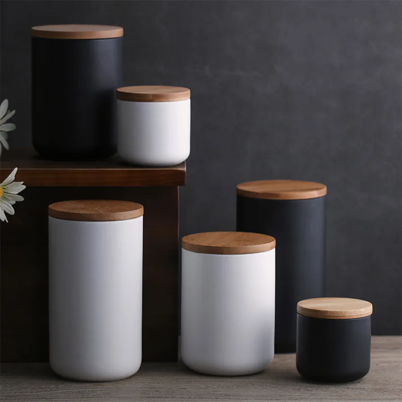 

1pcs Sealed Ceramic Storage Jar for Spices Tank Container for Eating with Lid Bottle Coffee Tea Caddy Kitchen 260ML 800ML