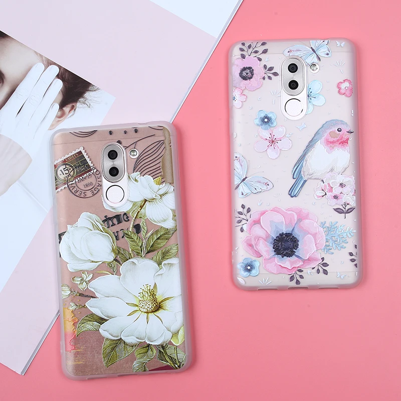 Чехол для Huawei Honor 7X чехол 9 10 Lite 6X P8 P9 P10 P20 Nova 2 Plus 3E рельефный Мягкий ТПУ с цветами |