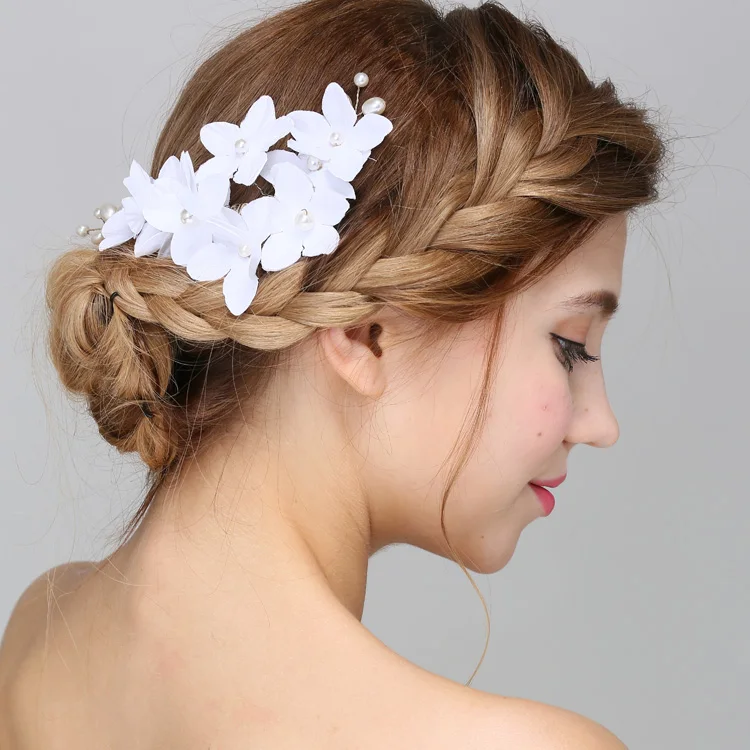 Свадебный гребень для волос, белые Искусственные Цветочные украшения, Модный жемчужный свадебный головной убор для женщин, украшение для девушек, костюм для выпускного вечера, вечерние гребень