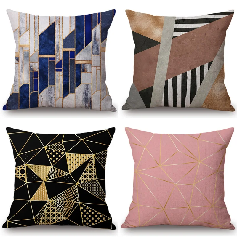 Винтажный Европейский черный розовый желтый геометрический чехол на диванную