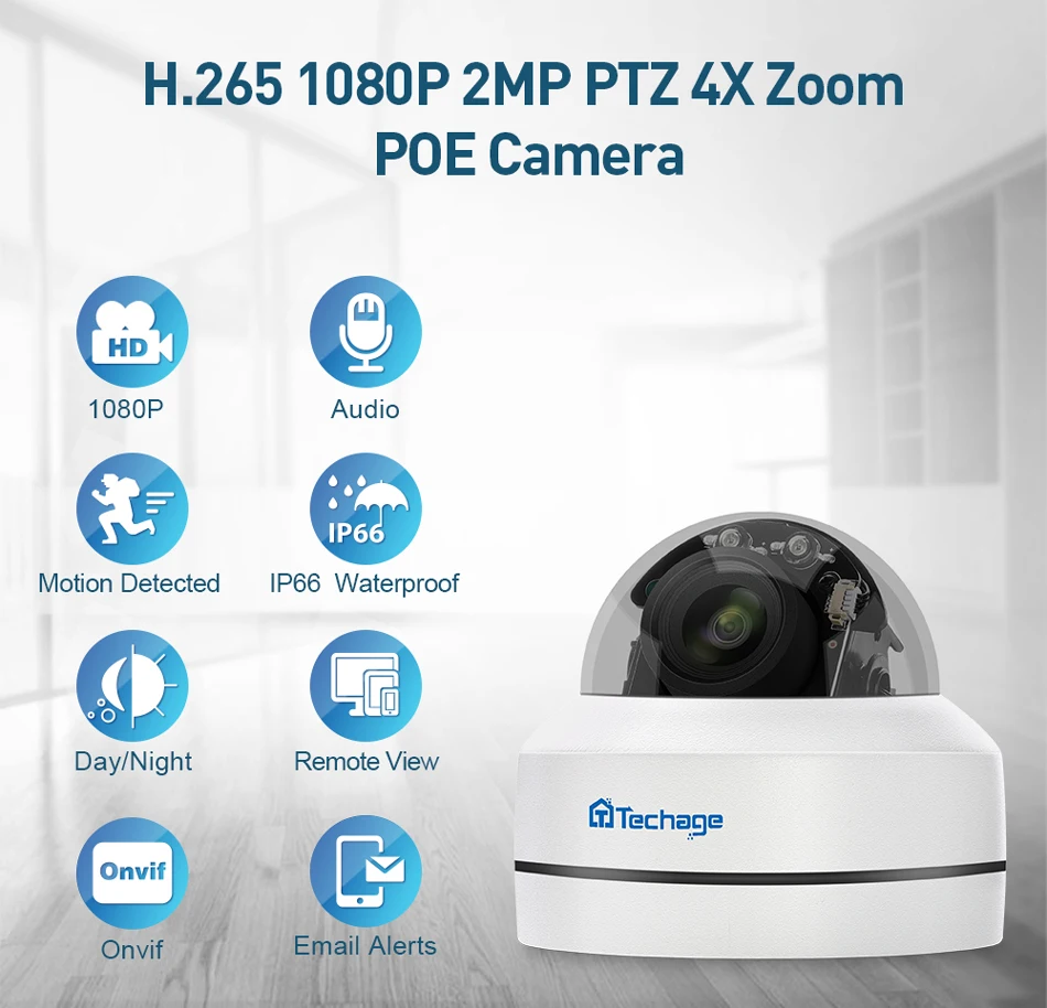 Techage 1080P 4X зум-объектив PTZ POE ip-камера H.265 мини скоростной купол Водонепроницаемый 2MP CCTV безопасности P2P Onvif видео наружняя камера видеонаблюдения POE