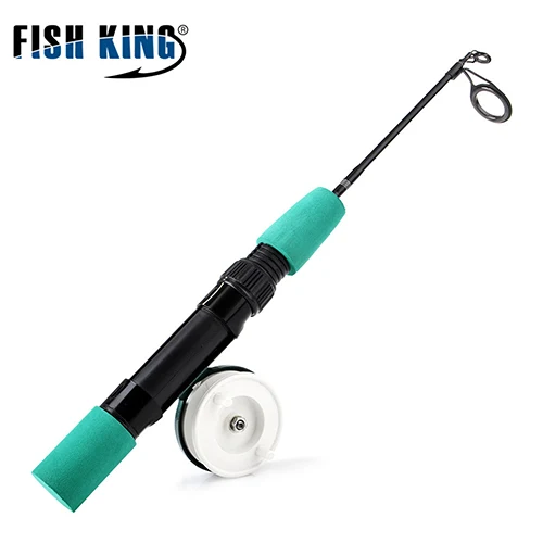 Белый FISH KING зимняя удочка для подледной рыбалки 50/75 см, 2 секции, удочки с катушкой для рыболовного колеса, снасти - Цвет: Белый
