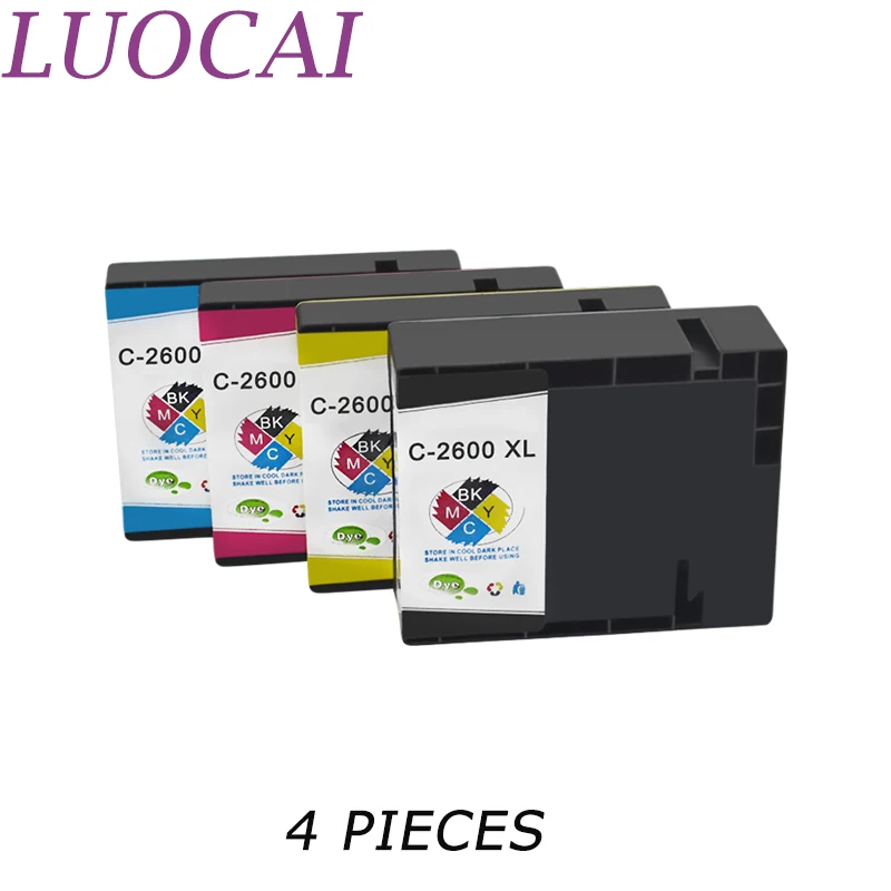 

LuoCai 4 Pieces Ink Cartridges Compatible For Canon PGI-2600XL PGI2600 pgi2600 pgi-2600 MAXIFY IB4060 MB5060 MB5360 Printers
