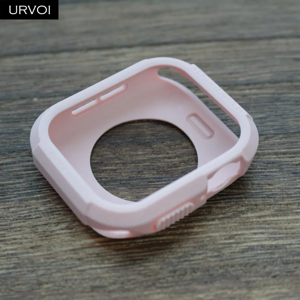 Soft Pink URVOI рамка для apple watch 4 5 чехол TPU чехол для iwatch анти-Шокированный протектор жесткий Броня Жесткий чехол ремешок 40 44 мм белый черный - Цвет: Soft Pink