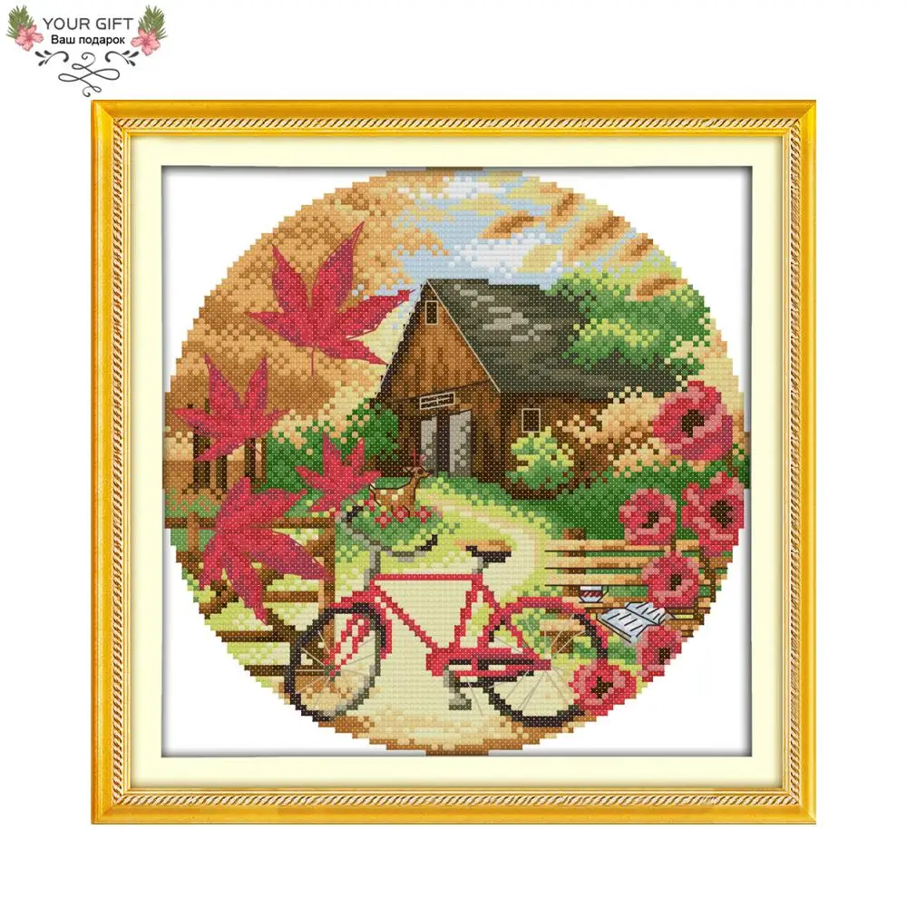 

Your Gift F889 14CT 11CT Counted and Stamped Home Decor Autumn Scenery Needlework Needlepoint Embroidery DIY Cross Stitch kits