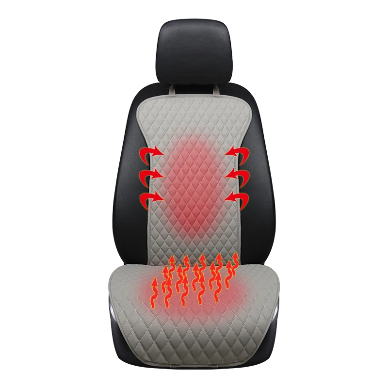 heated grey 1pcs Искусственная кожа 12 В Электрическая подушка для сидения автомобиля с подогревом, универсальная теплая зимняя подушка для сидений, подходит для большинства автомобилей - Название цвета: heated grey 1pcs