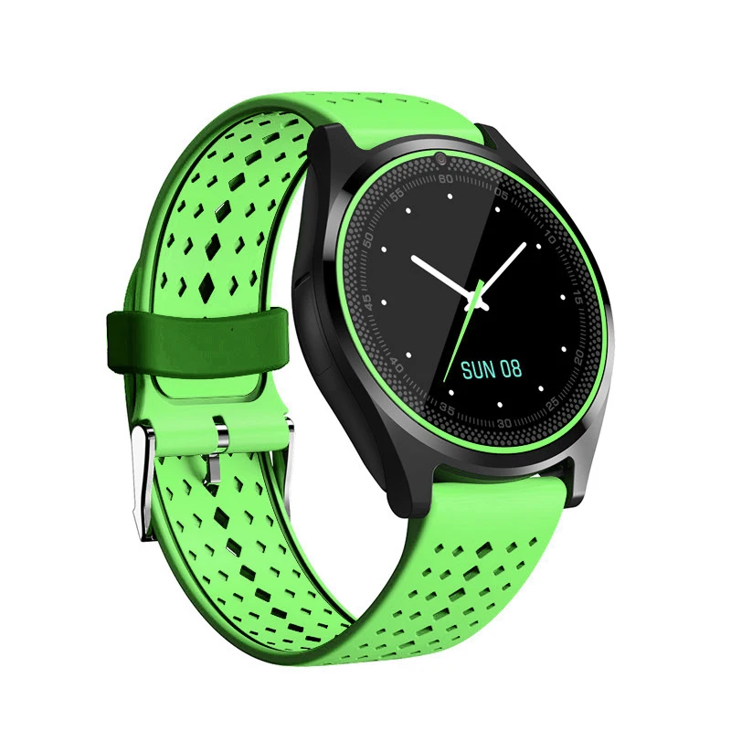 Зеленый LYKL V9 Смарт часы Поддержка камеры Bluetooth Smartwatch SIM карты наручные часы для мужчин женщин детей Носимых устройств PK DZ09 GT08 - Цвет: Зеленый