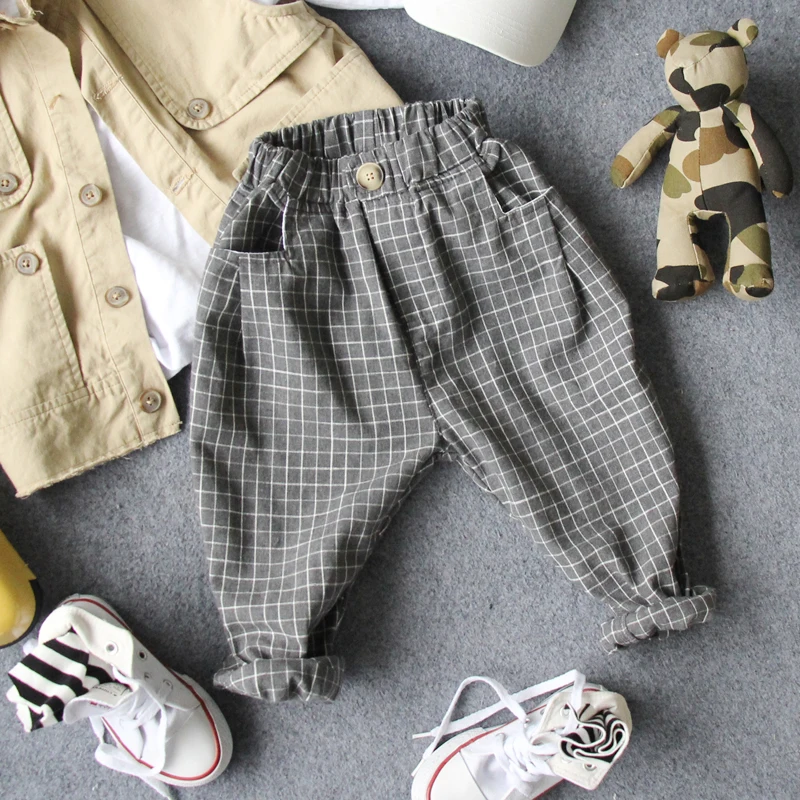 Новинка 2019 весенние модные стильные клетчатые брюки для мальчиков повседневные