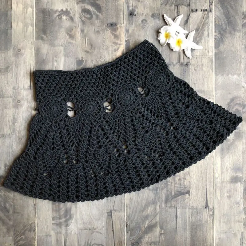 Женская летняя кружевная юбка бикини ручной работы Однотонная с вырезами