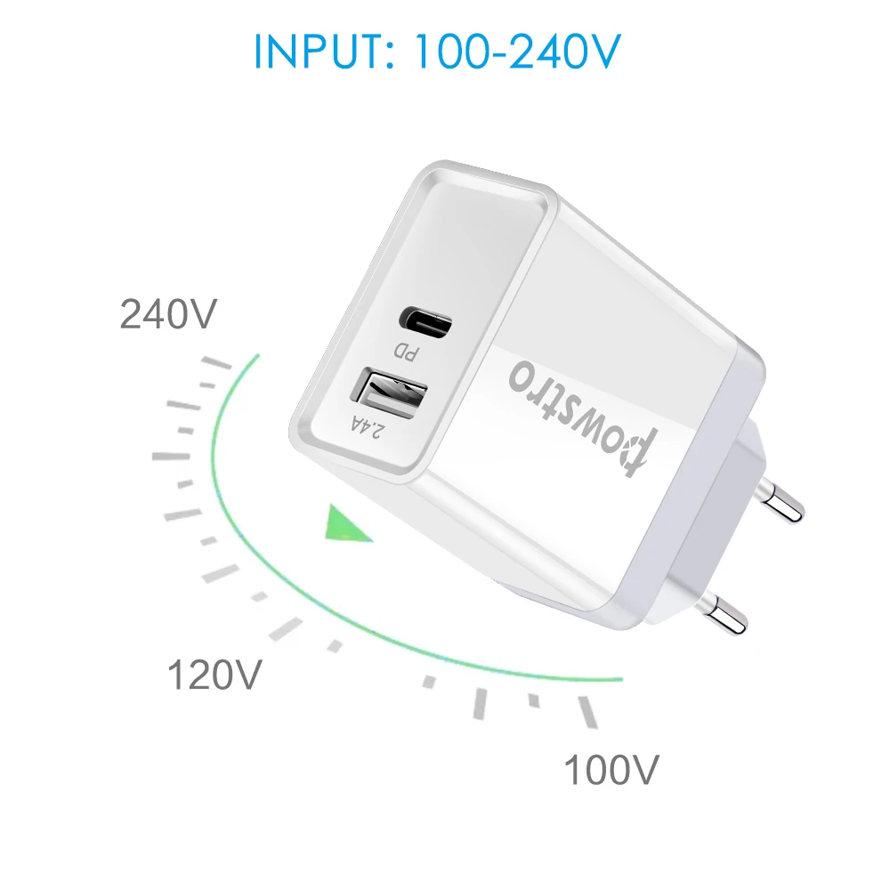Зарядное устройство PD с 2 портами USB Type C 30 Вт 5 В 3 А|Зарядные устройства для