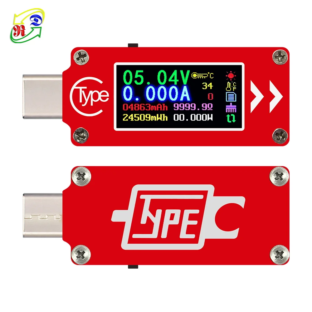 TC64 тип c цветной ЖК дисплей USB Вольтметр Амперметр Напряжение измеритель тока