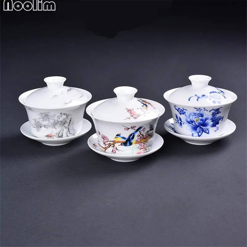 Керамические расписанные вручную чайные чашки Gaiwan, китайские чайные чашки Kong Fu, чайная посуда, аксессуары, домашний чайный набор, посуда для напитков