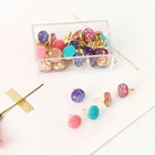 Кнопки для большого пальца, Круглые, со стальной головкой, с яркой цветной картой, 20 шт.кор.