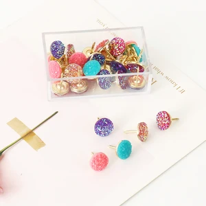 Кнопки для большого пальца, Круглые, со стальной головкой, с яркой цветной картой, 20 шт.кор.