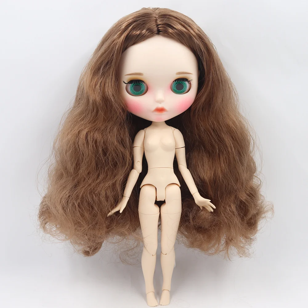 

ICY DBS Blyth Doll For Series No.BL9158 Brown hair Carved lips Matte face with eyebrow customized face Joint body 1/6 bjd