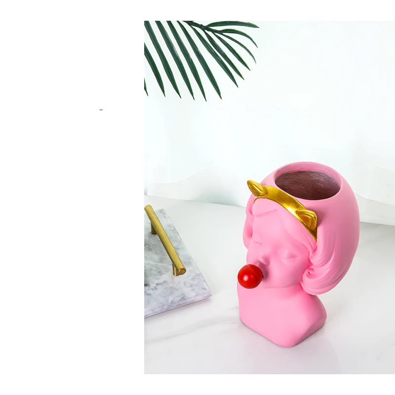 blowing bubbles girl resin flower vase Exquisite Vivid art people home decoration | Дом и сад