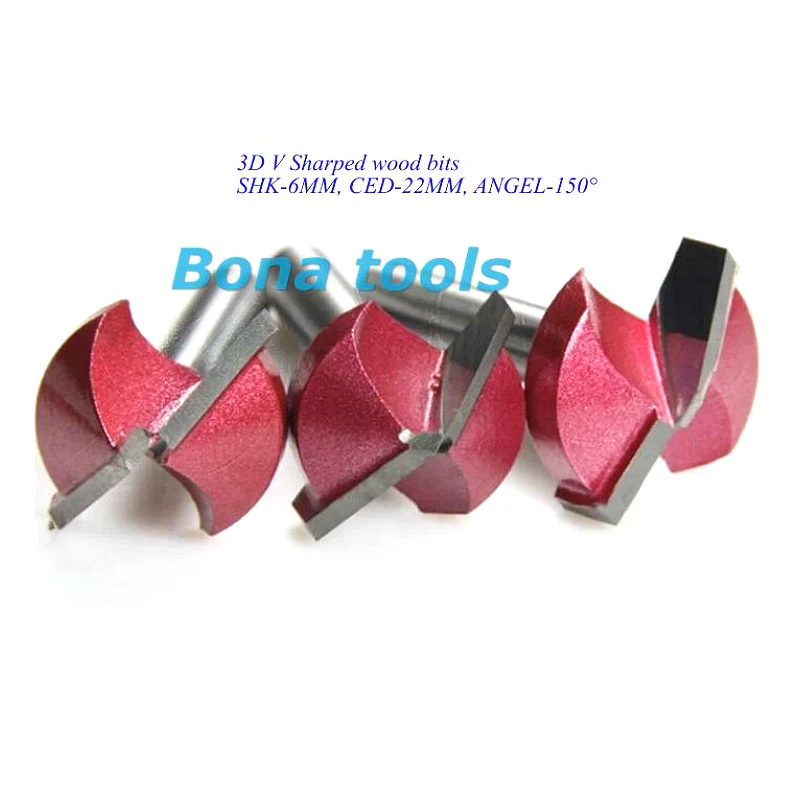 

22mm*150 Degree (CED*Degree) 6mm 3D V Shape Milling Wood Cutter Knife,CNC Router Bit Engraving Machine Knives Tool