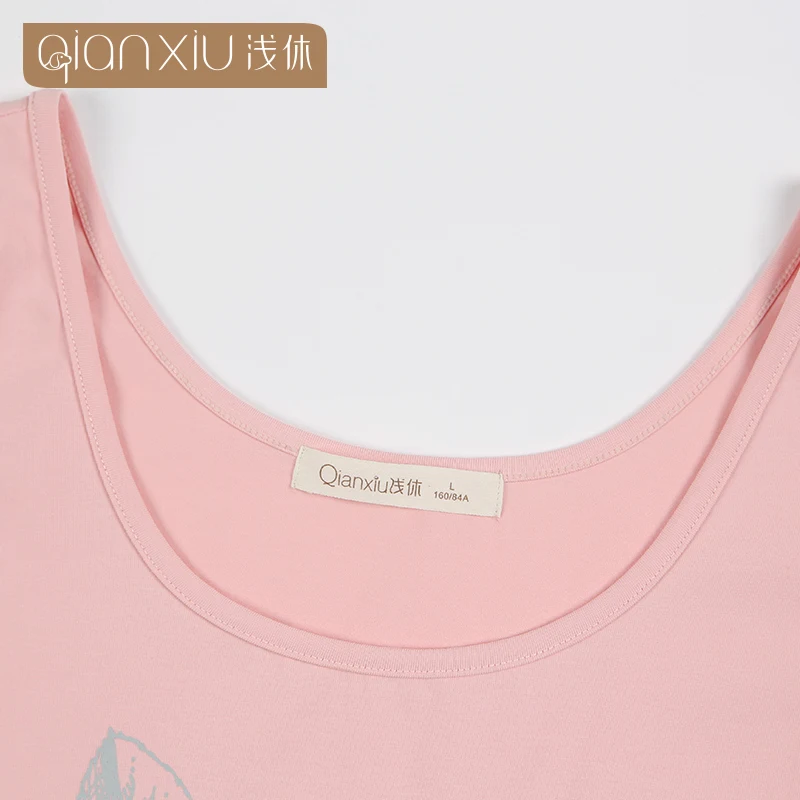 Qianxiu пижамы комплект для женщин рукавов Pyjama роковой 95% хлопок Homedress