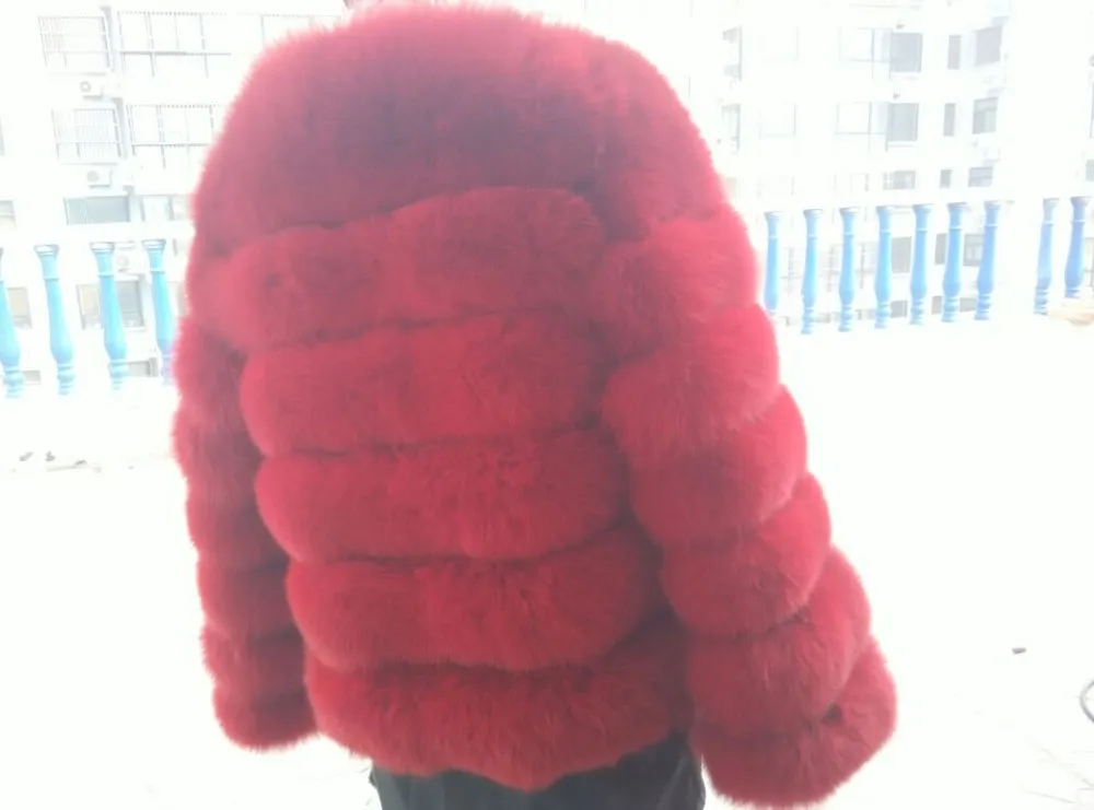 Женская шуба из натурального Лисьего меха YIN FEI хаки коричневого цвета большие