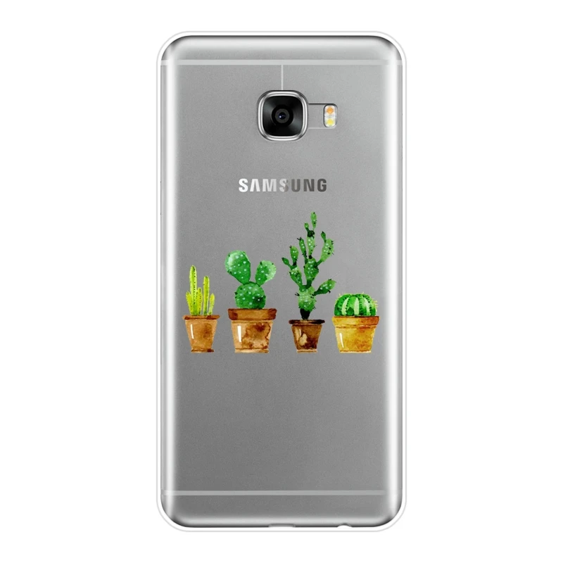 Чехол для телефона Samsung Galaxy C5 C7 C8 мягкий силиконовый кактус Флора милый цветок