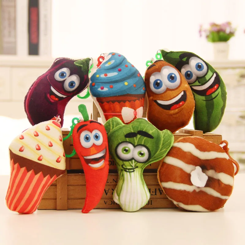 3D олицетворением фрукты овощи мягкие подвески застежкой омар сумка ключ Шарм