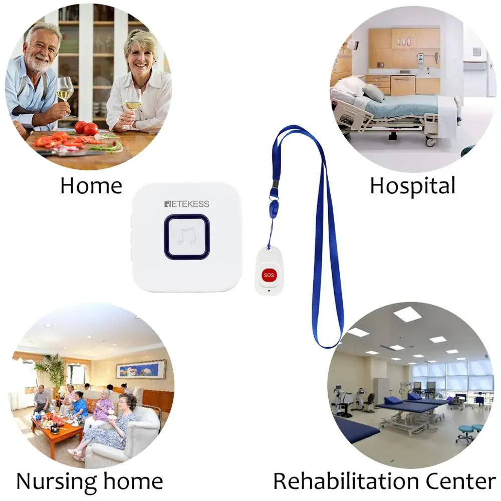 

Retekess Wireless Caregiver Pager SOS Call Button Nurse Calling Alert Patient Help System for Home Elderly Patient