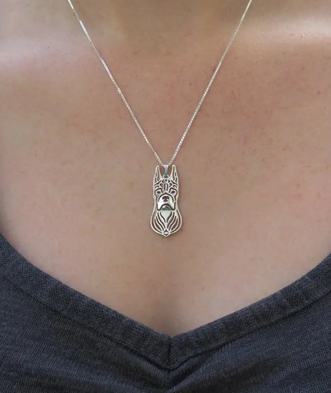 Прямая поставка-(Обрезанные уши) боксер собака ожерелье | Украшения и аксессуары