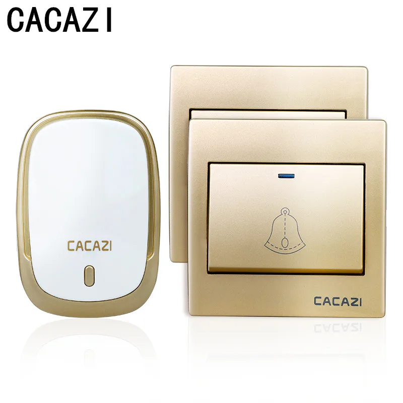 CACAZI водонепроницаемый беспроводной дверной звонок интеллектуальный анти-помех 300 м удаленный светодиодный свет Домашний deurbel 36 колокольчиков 4 громкости