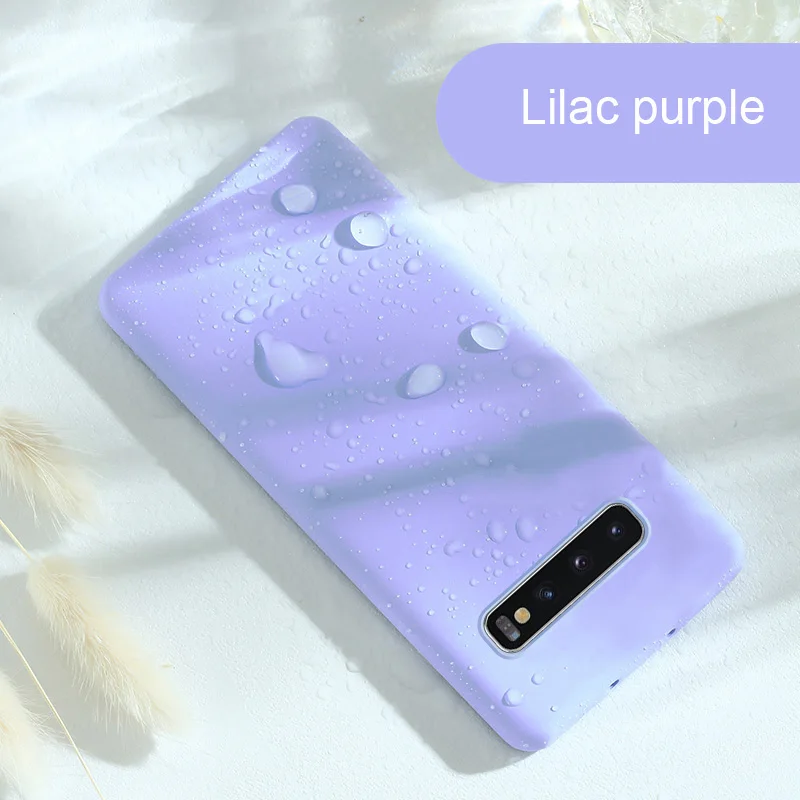 Светло-фиолетовый Роскошный жидкий силиконовый чехол для samsung Galaxy S8 S9 S10 e Lite Plus Note 8 9, мягкая задняя крышка для сотового телефона, противоударный корпус Etui - Цвет: Светло-фиолетовый