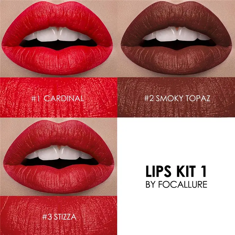 KIT 1 Focallure Matte помада водостойкая Обнаженная губная помада карандаш стойкий 3 шт. набор помады для женщин Красота - Цвет: KIT 1