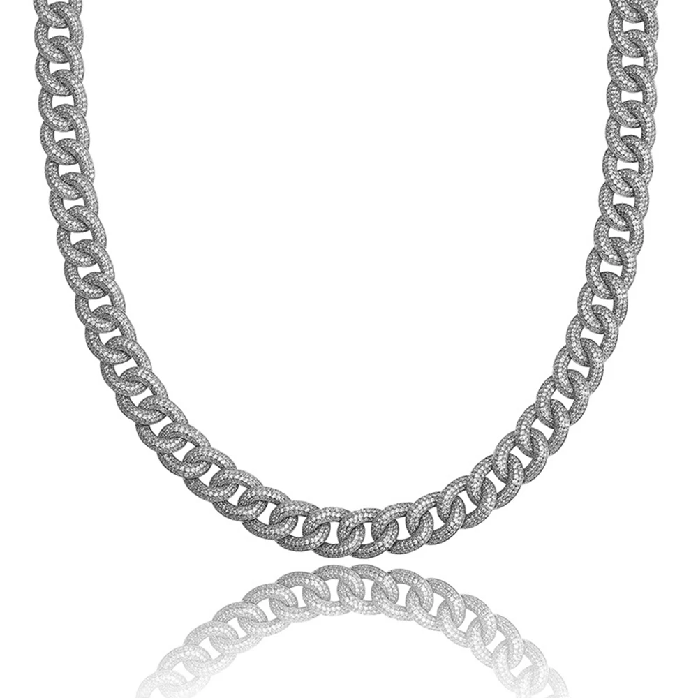 Для мужчин 15 мм круглый тяжелый Iced Out AAA CZ Майами Кубинский ссылка цепочки и ожерелья колье Bling золотая, серебряная цепочка 1" 22" хип хоп ювелирные изделия