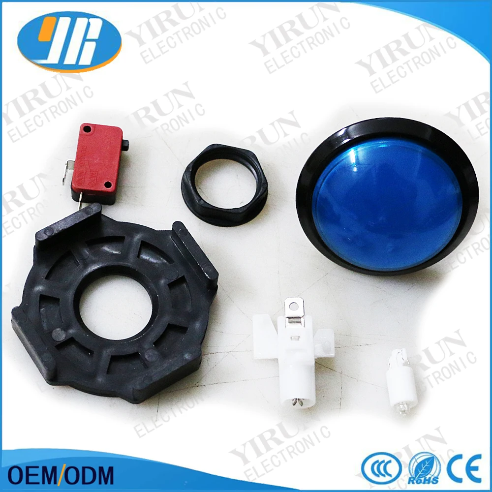 1 шт. 60 мм большой круглый выпуклой поверхностью кнопка аркада 12V светодиодный