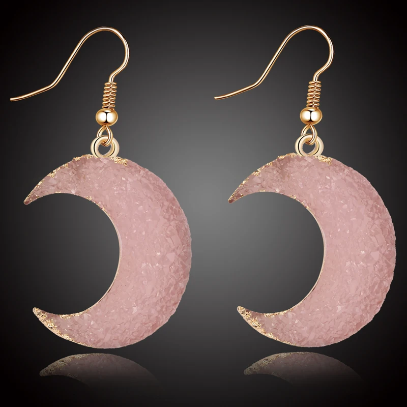 1 пара модные ювелирные изделия розовые черные висячие серьги с Луной кварцевые