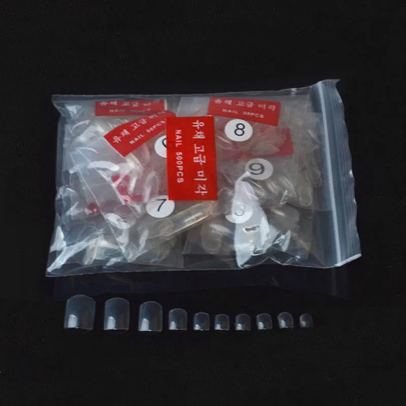 500 искусственные акриловые накладные ногти с полным покрытием для ногтей