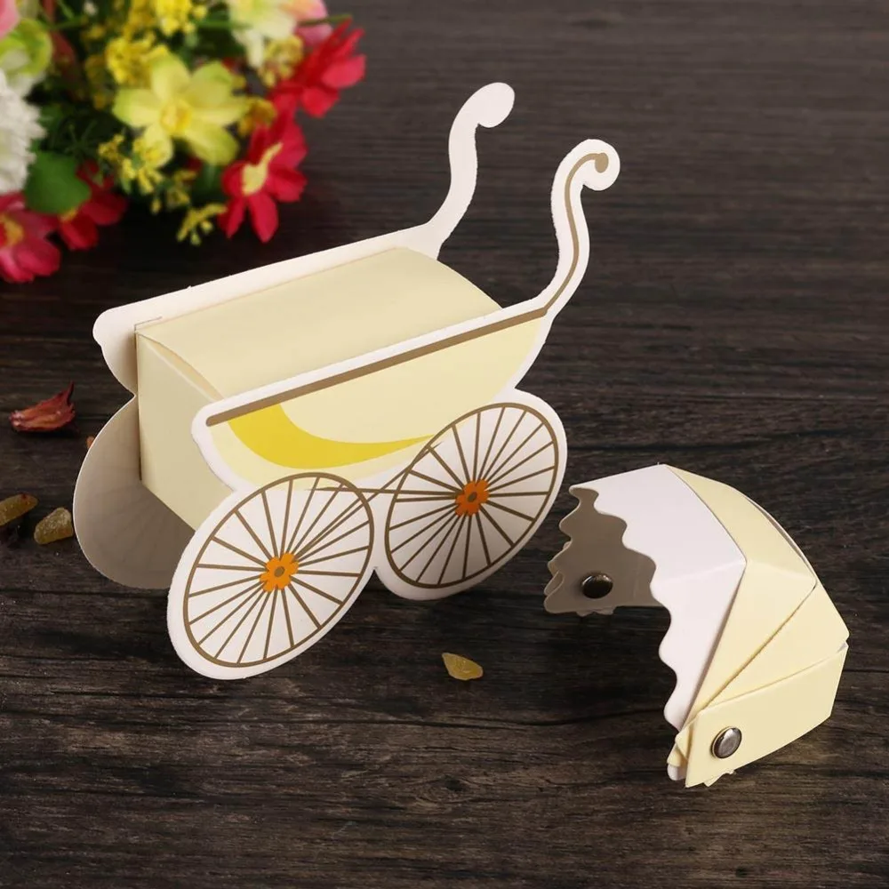 OURDECOK 10 шт. Бумага коробки конфеты в форме Коляски Baby Shower Дети пользу День рождения