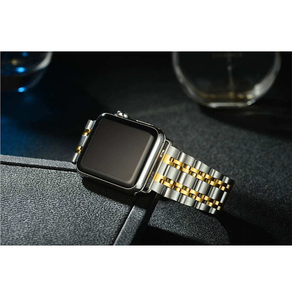 Браслет звеньевой для apple watch band 44 мм 38 ремешок iwatch 42 40 с застежкой бабочкой 5 4/3|strap