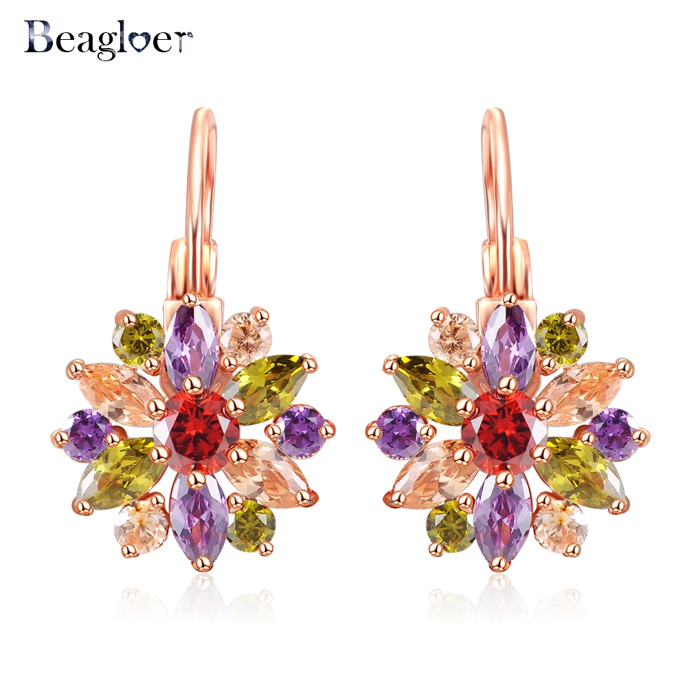 Beagloer изысканный цветочный дизайн серьги Одежда высшего качества AAA с цирконием
