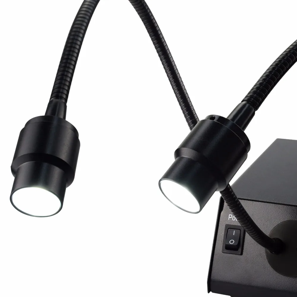 Светодиодный микроскоп с двойной подсветкой гусиная шея 100 240 В регулируемая