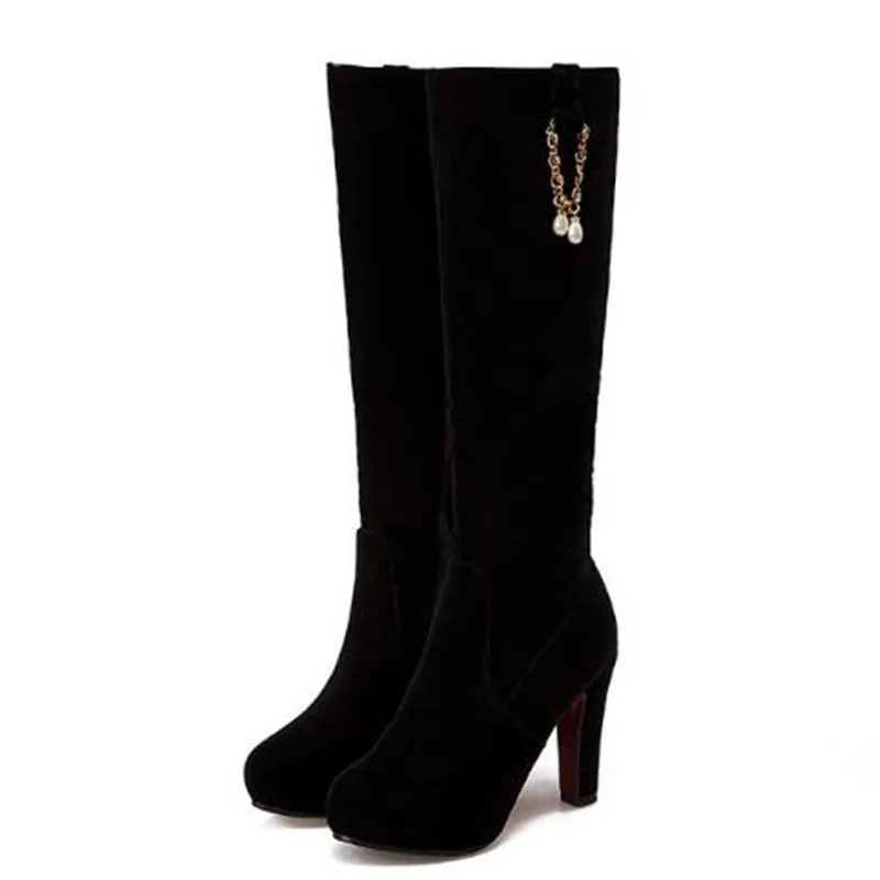 Women Boots Autumn winter New style fashion Rhinestone Grind High-heeled Boots Cashmere Keep warm High cylinder Chivalry boots