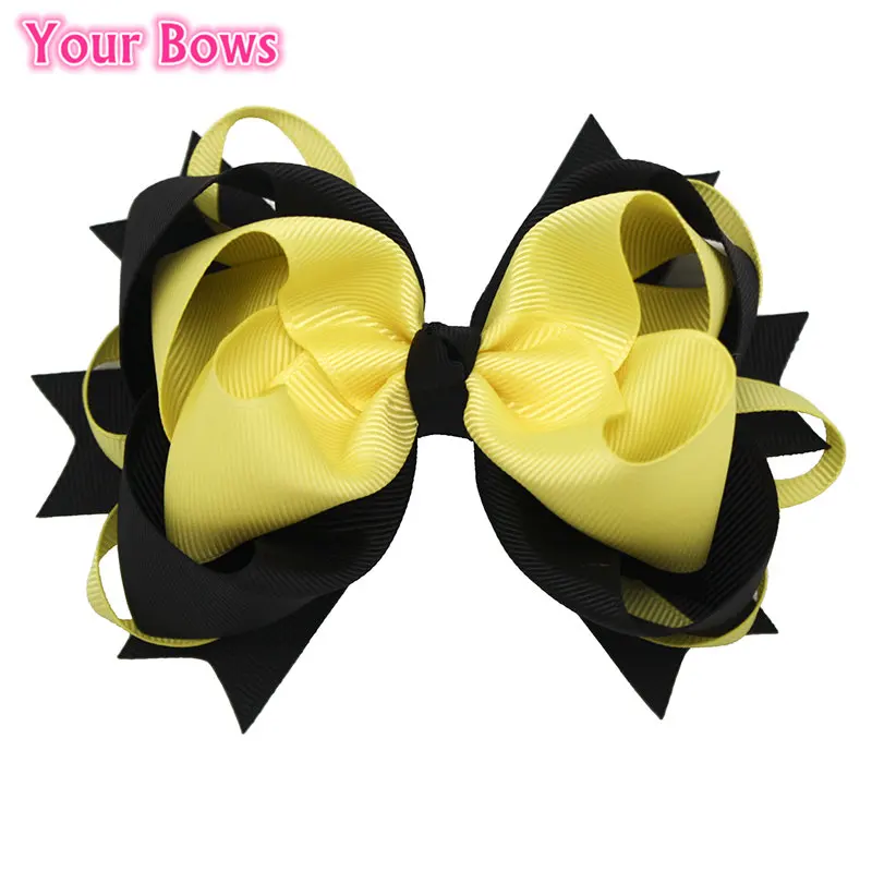 5 дюймов желтые и черные банты для волос зажим девочек Женская повязка на голову