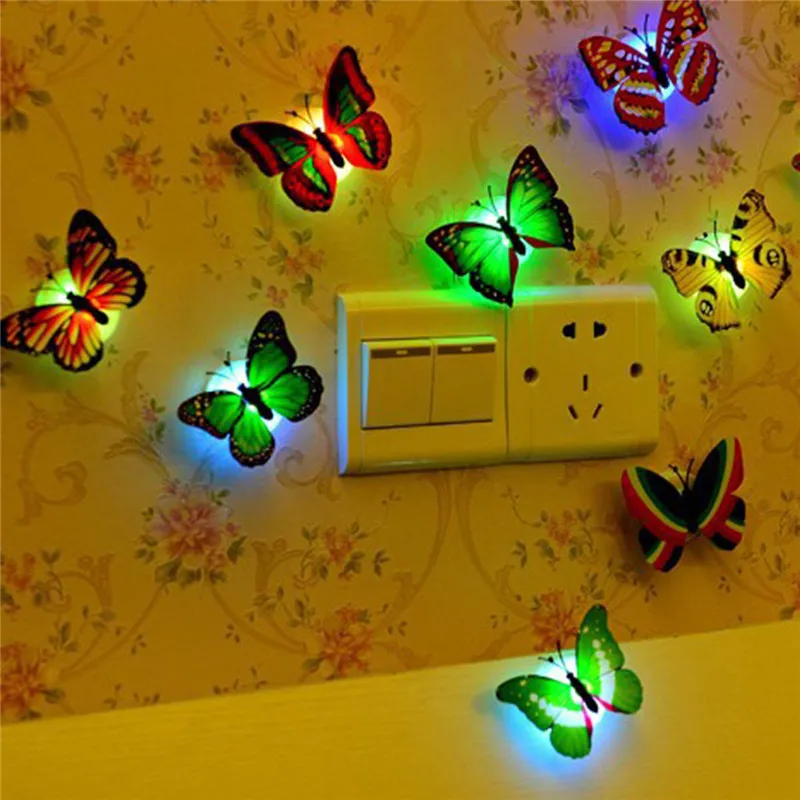 Цветная RGB Ночная лампа с бабочками светодиодная красивая домашняя декоративная