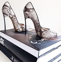 snake print leather pointed toe blade heeled pumps sexy python pattern metal high heel women dress shoes woman size 33 43