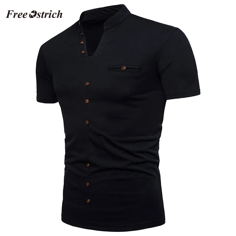 Бесплатная Страусиная Мужская рубашка с v образным вырезом повседневные