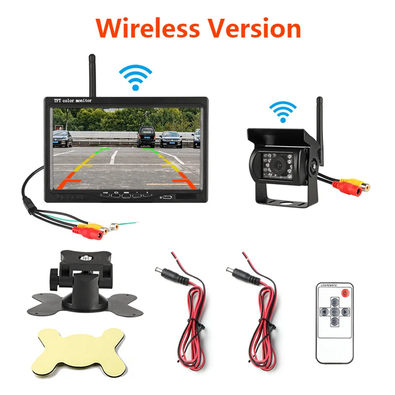 Wireless version Jansite 7 дюймов TFT ЖК-дисплей беспроводной и проводной автомобильный монитор заднего вида дисплей помощь заднего вида камера упаковочная система с задней камерой - Цвет: Wireless version
