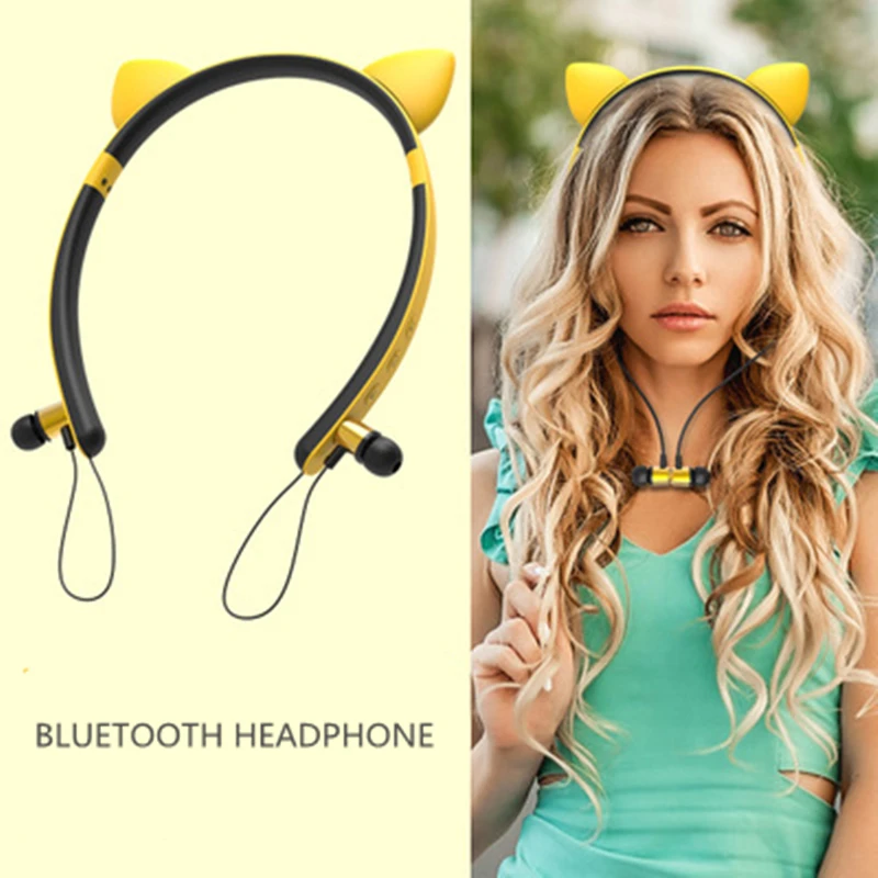 Bluetooth наушники милый кот Косплей беспроводные наушники стерео наушники магнитные Bluetooth гарнитура с микрофоном для телефона подарки для девочек