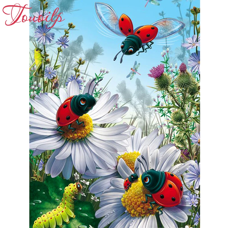 Полный квадратный/круглый дрель 5D DIY алмазной живописи &quotБожья коровка и